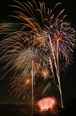 鹿沼72カントリークラブから打ち上げられた花火