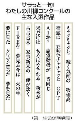 サラっと一句!わたしの川柳コンクールの主な入選作品