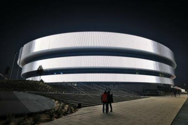 　ミラノ・コルティナ冬季五輪で新設されたアイスホッケー会場＝ミラノ（共同）