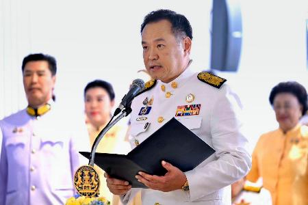タイの首相に就任したアヌティン氏=7日、バンコク(タイ政府提供・共同)