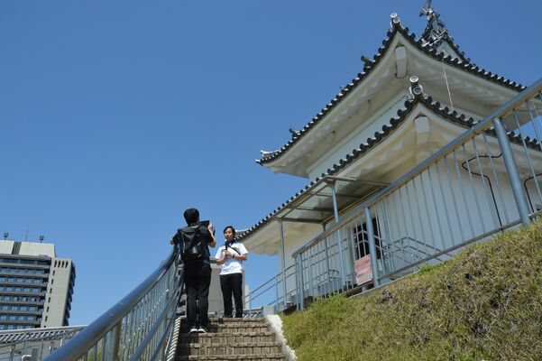 城址公園で行われた「Ｕ＠りんくす」ライブ配信