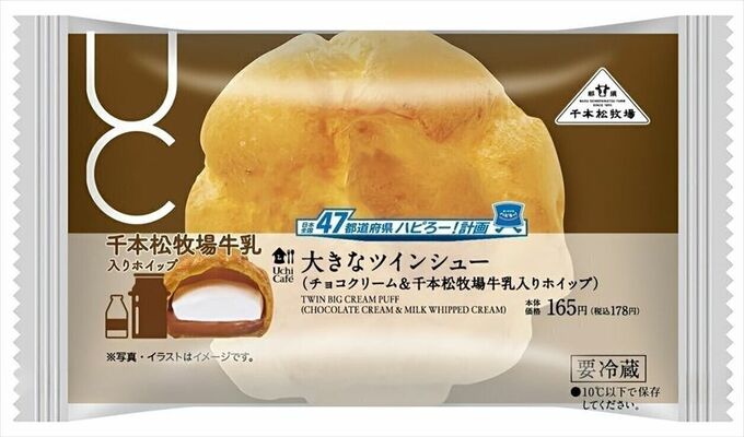 千本松牧場牛乳入りのホイップの入った「大きなツインシュー」
