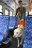 視覚障害者が乗車を体験