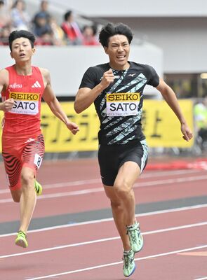 男子４００メートルで世界選手権の参加標準記録突破を狙う佐藤＝国立競技場、５月のセイコーＧＰから