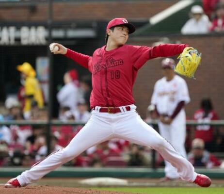 　楽天戦に先発し、完封で５勝目を挙げた広島・森下＝楽天モバイルパーク