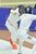 フェンシング男子エペ決勝　栃商の中浦（奥）がポイントを奪い、優勝を決める＝島根県安来市民体育館、広瀬華撮影