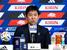 　サッカーＷ杯北中米３カ国大会の日本代表メンバー発表記者会見に臨む森保一監督＝１５日、東京都内
