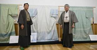 晴れの日に結城紬を