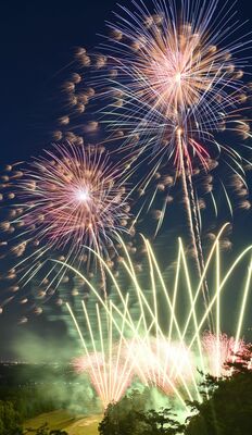 鹿沼72カントリークラブから打ち上げられた花火