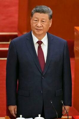 中国共産党の創建105年を記念する行事に臨む習近平党総書記(国家主席)=1日、北京の人民大会堂(共同)