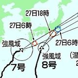 台風７、８号　関東甲信には27日に接近　交通や催しに影響