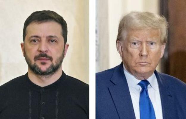 ウクライナのゼレンスキー大統領(左)、トランプ米大統領(いずれもゲッティ=共同)