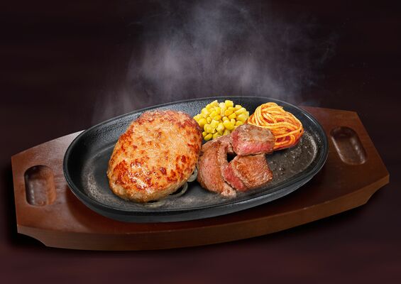 自家製ハンバーグ&厚切りカットステーキ